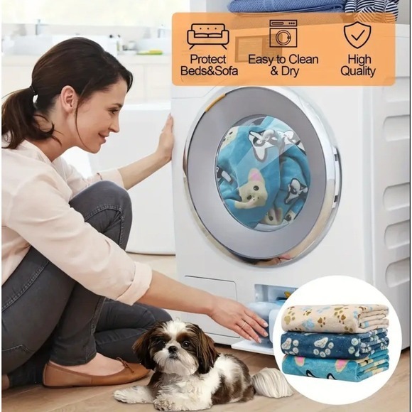 Manta Suave Y Cálida Para Mascotas Tamaño Grande Color Aguamarina 110 x 80 cm - Picture 8 of 9